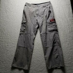 OP Cargo Pants Mens 36x29 Gray Ramie Cotton Relaxed Fit Utility Pockets Casual
